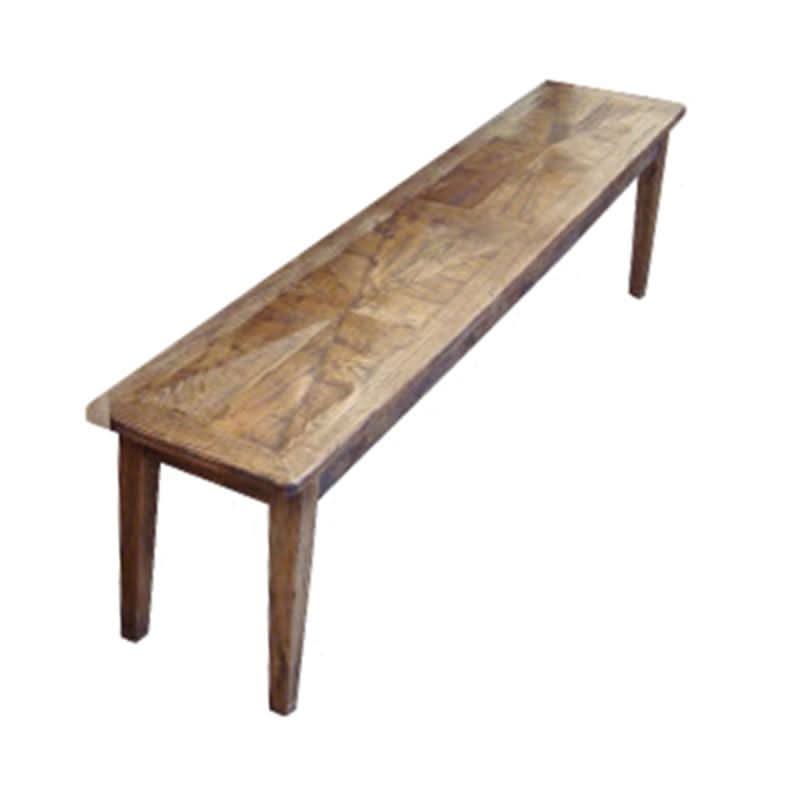 LENNON RUSTIC PROVINCIAL RECYCLED ELM PARQUETRY 3 PIECE BENCH DINING SET 150 CM - MyChocolateWood