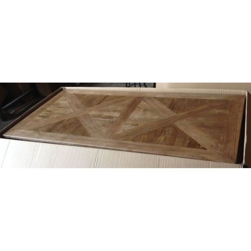 LENNON RUSTIC PROVINCIAL RECYCLED ELM PARQUETRY 3 PIECE BENCH DINING SET 150 CM - MyChocolateWood