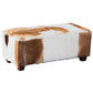 Lennox Large Ottoman in Goat Hide on a Solid Mahogany Frame - Chocolate Wood