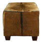 LENNOX GOAT HIDE UPHOLSTERED MAHOGANY TIMBER SMALL OTTOMAN - MyChocolateWood