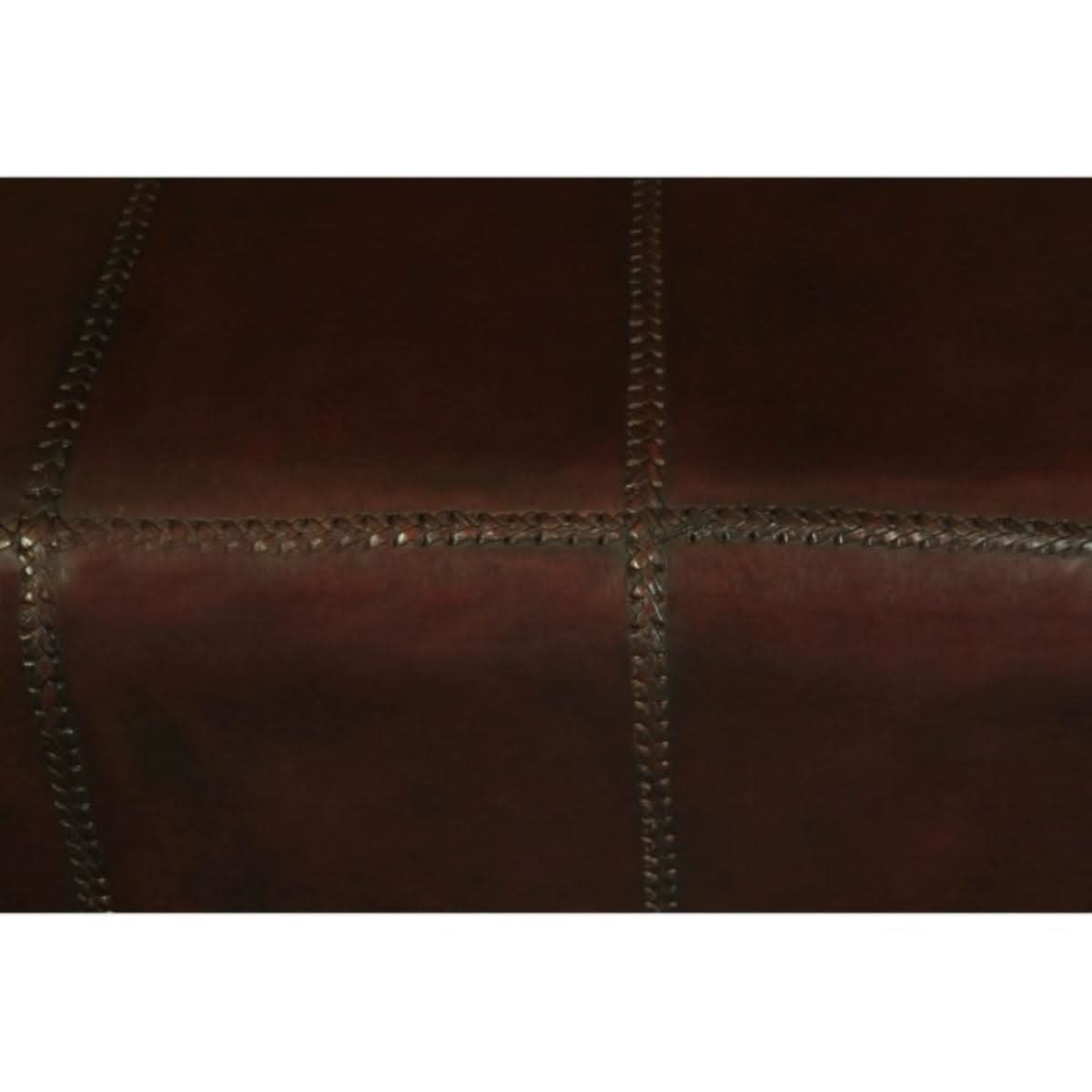 LENNOX UPHOLSTERED LEATHER MAHOGANY TIMBER LARGE OTTOMAN - MyChocolateWood