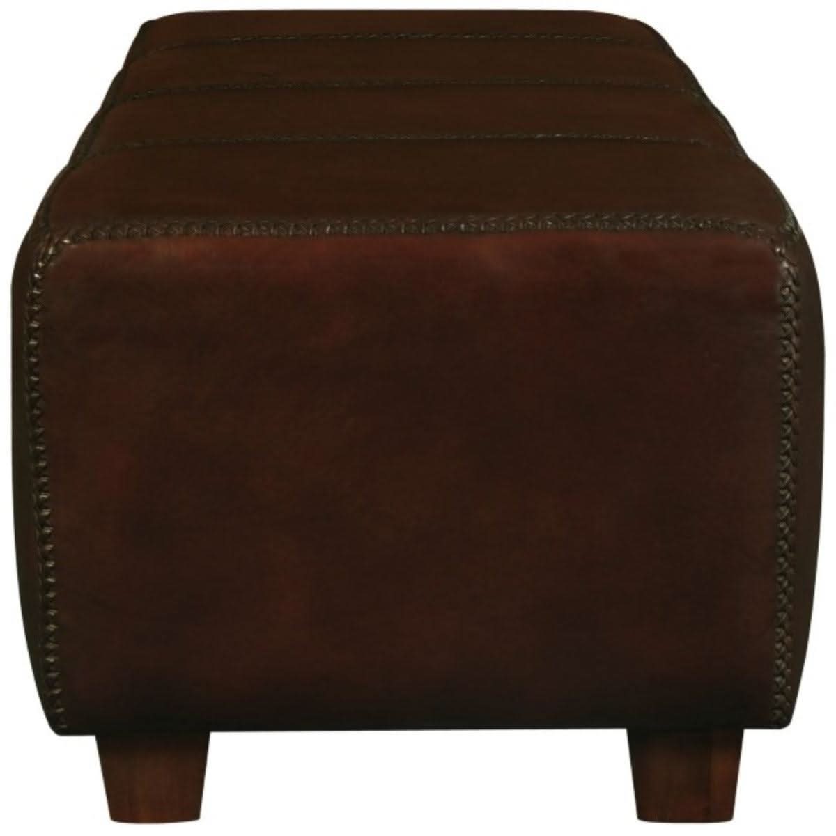 LENNOX UPHOLSTERED LEATHER MAHOGANY TIMBER LARGE OTTOMAN - MyChocolateWood