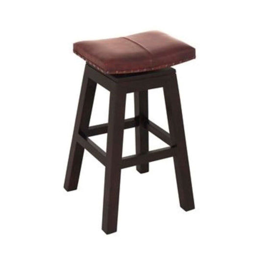 LENNOX UPHOLSTERED LEATHER SWIVEL MAHOGANY TIMBER BAR STOOL CHOCOLATE - MyChocolateWood