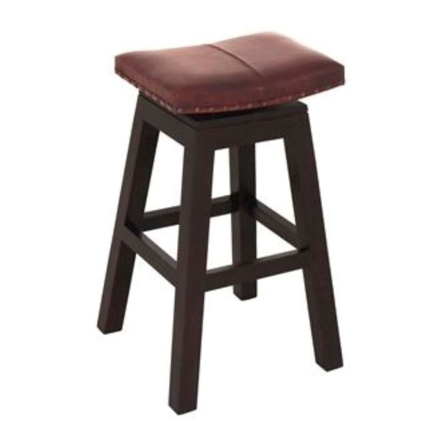 Lennox Upholstered Leather Swivel Bar Stool in Chocolate - Chocolate Wood