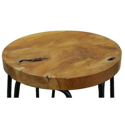 LESTER TEAK TIMBER & IRON BAR STOOL- BLACK - MyChocolateWood