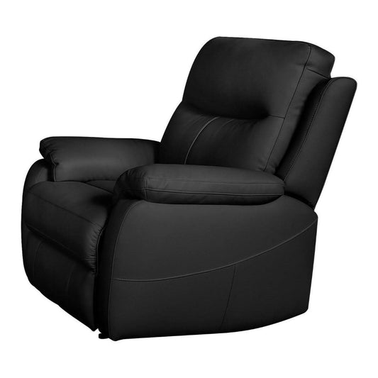 LEWIS HAMPTONS BLACK LEATHER RECLINER ARMCHAIR LOUNGE CHAIR EASY CHAIR