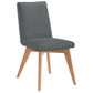 Lilly Top Grain Leather Dining Chair in Grey - Chocolate Wood