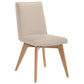 Lilly Top Grain Leather Dining Chair in Mocha - Chocolate Wood