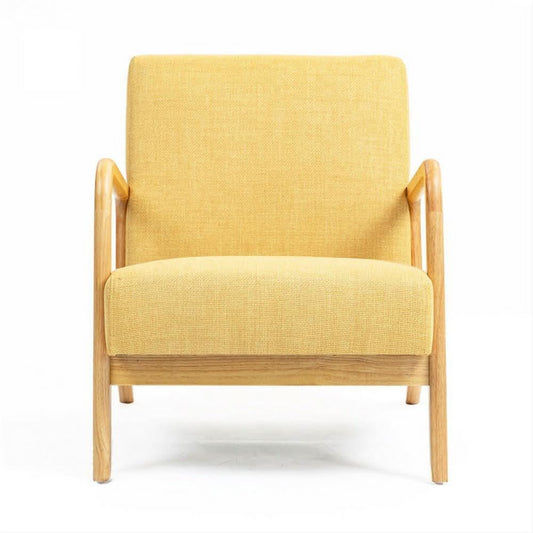 LINDEN ARMCHAIR IN YELLOW POLYESTER LINEN FABRIC - MyChocolateWood