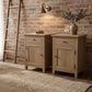 LINDI RECYCLED ELM RUSTIC COUNTRY STYLE BEDSIDE TABLE WITH 1 DOOR & 1 DRAWER - MyChocolateWood