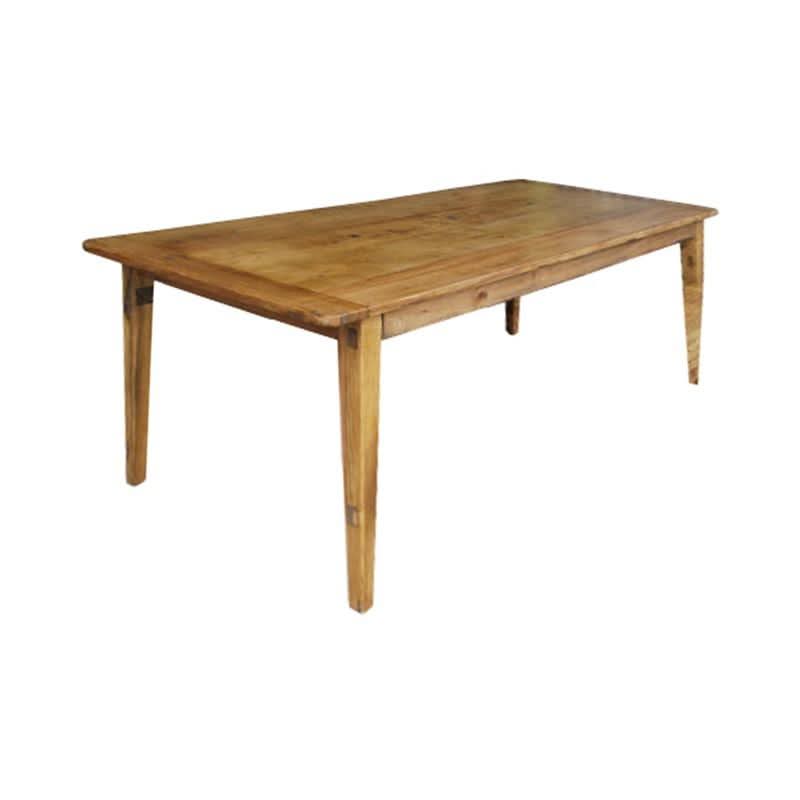 LINDI RUSTIC COUNTRY DINING TABLE RECYCLED ELM WOOD TIMBER FARMHOUSE 150CM IN HONEY - MyChocolateWood