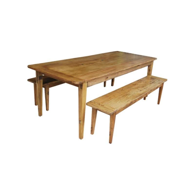 LINDI RUSTIC COUNTRY RECYCLED ELM 3 PIECE BENCH DINING SET 150 CM IN HONEY - MyChocolateWood