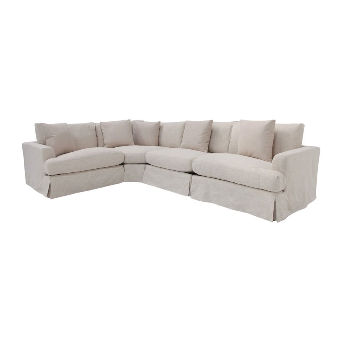 LIVINGSTON 3-PIECE FABRIC MODULAR LOUNGE SOFA  'LEMAY' KHAKI COLOUR - MyChocolateWood