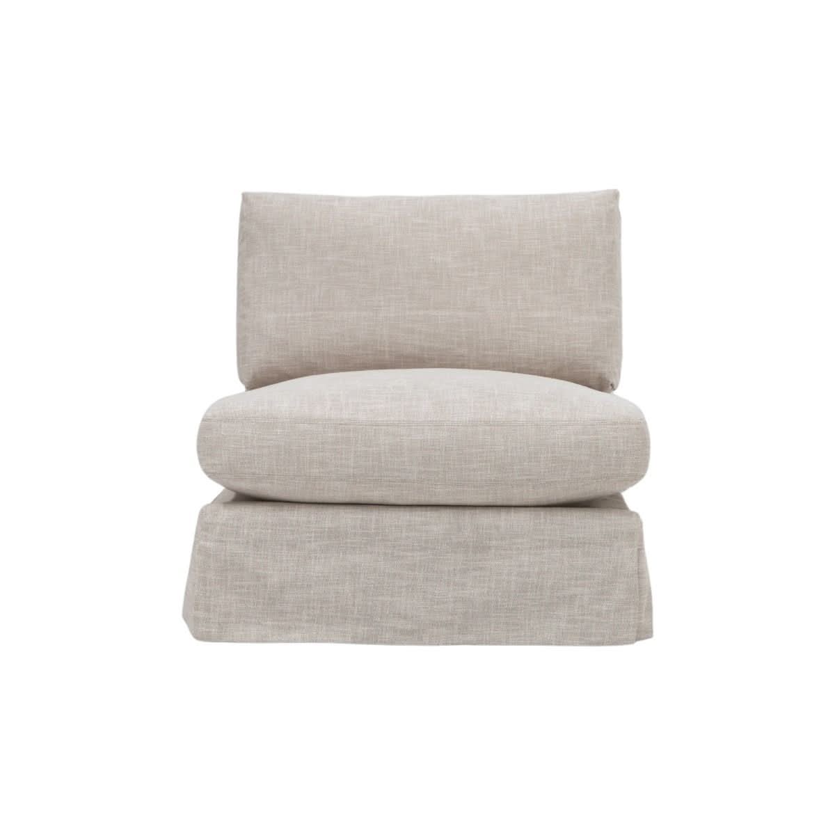 LIVINGSTON FABRIC  ARMLESS LOUNGE CHAIR  'LEMAY' KHAKI COLOUR - MyChocolateWood