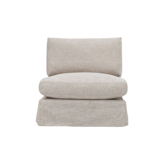 LIVINGSTON FABRIC  ARMLESS LOUNGE CHAIR  'LEMAY' KHAKI COLOUR - MyChocolateWood