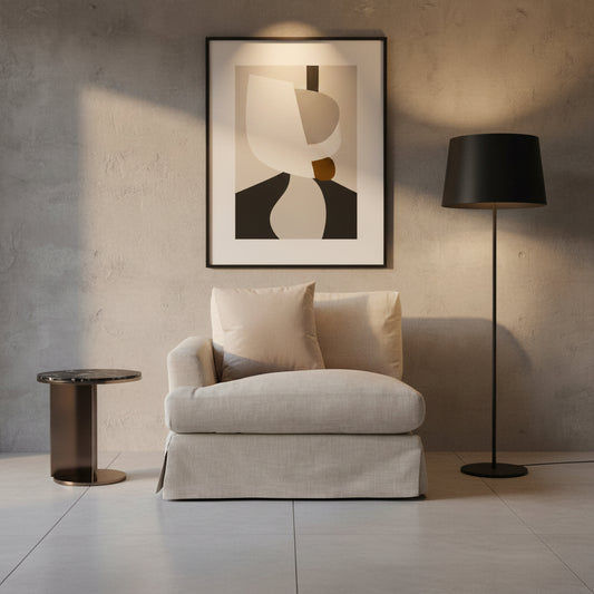 LIVINGSTON LAF FABRIC LOUNGE CHAIR  'LEMAY' KHAKI COLOUR - MyChocolateWood