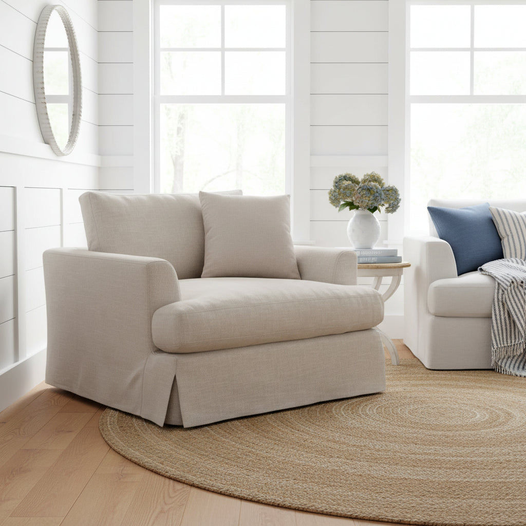 LIVINGSTON RAF FABRIC LOUNGE CHAIR  'LEMAY' KHAKI COLOUR - MyChocolateWood