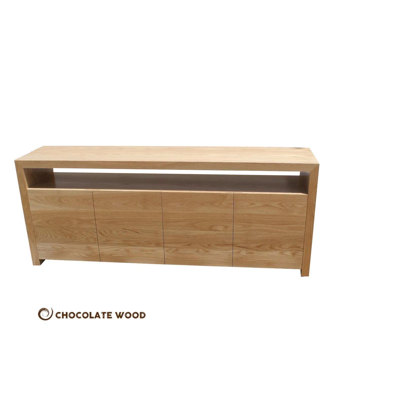 LOCHIA AMERICAN OAK BUFFET WITH 4 DOORS & 2 ADJUSTABLE SHELVES CUSTOM MADE TO ORDER - MyChocolateWood