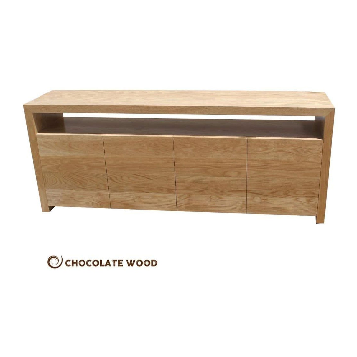 LOCHIA AMERICAN OAK BUFFET WITH 4 DOORS & 2 ADJUSTABLE SHELVES CUSTOM MADE TO ORDER