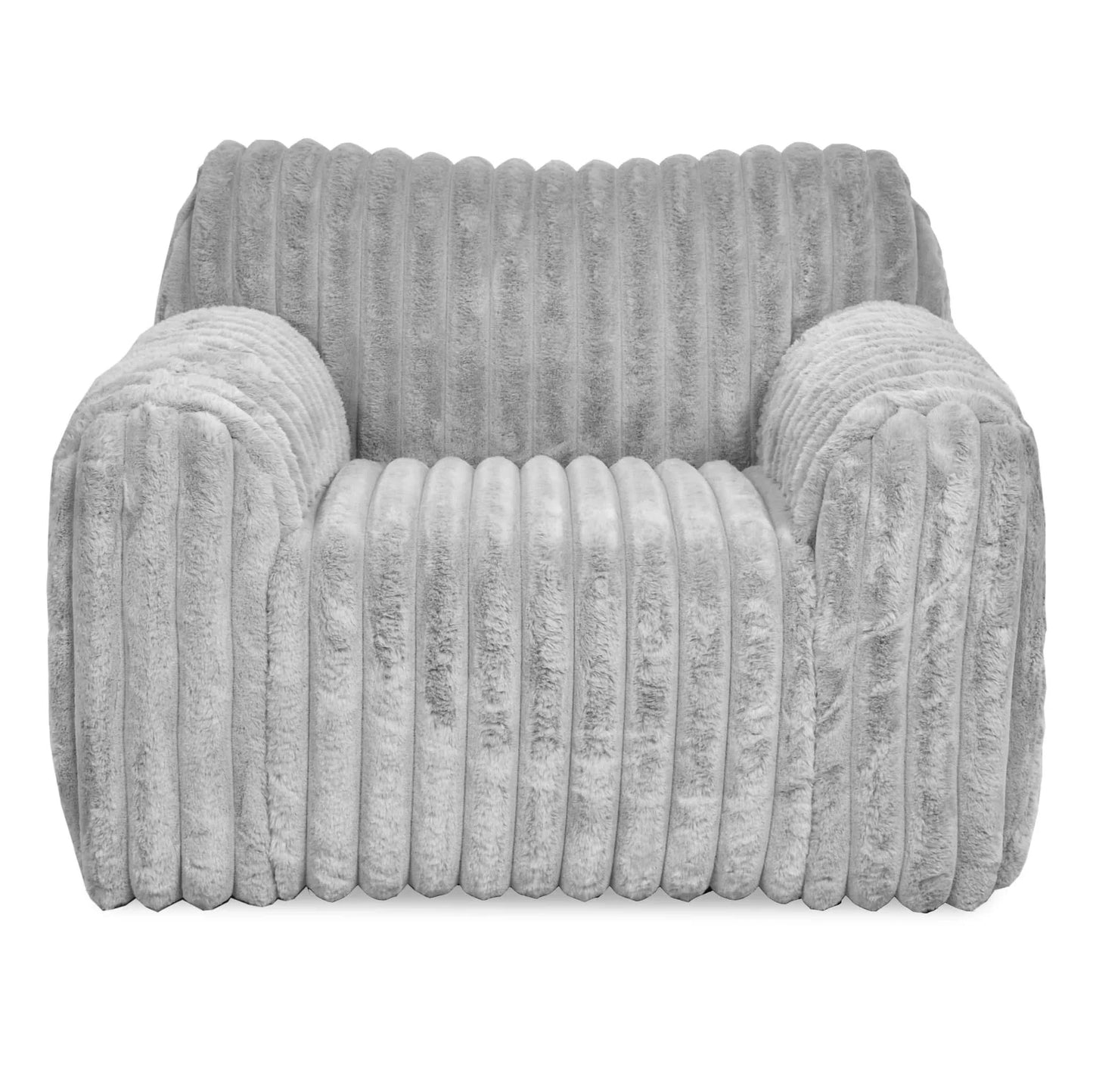 Loft Armchair in Taupe Corduroy Fabric - Chocolate Wood