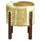 LOLA ROUND GOAT HIDE OTTOMAN IN MAHOGANY - MyChocolateWood