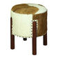 LOLA ROUND GOAT HIDE OTTOMAN IN MAHOGANY - MyChocolateWood