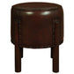 LOLA ROUND LEATHER OTTOMAN IN MAHOGANY COLOUR - MyChocolateWood