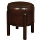 LOLA ROUND LEATHER OTTOMAN IN MAHOGANY COLOUR - MyChocolateWood