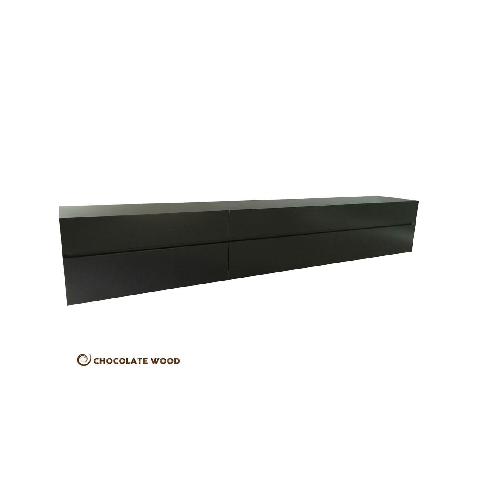 LONDON WALL MOUNTED TV/ENTERTAINMENT UNIT - IN BLACK POLYURETHANE - MyChocolateWood