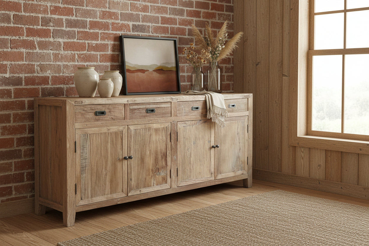 LORAN RECYCLED ELM RUSTIC BUFFET - NATURAL - MyChocolateWood