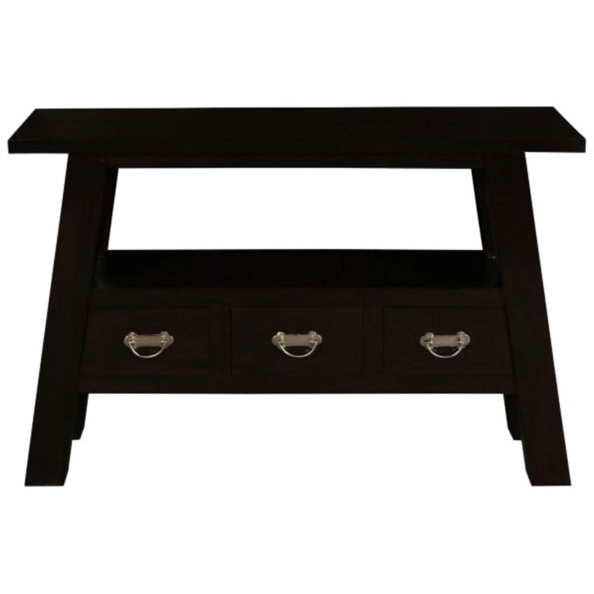 Lorian Solid Mahogany 3-Drawer Console Table / Hall Table in Chocolate - Chocolate Wood