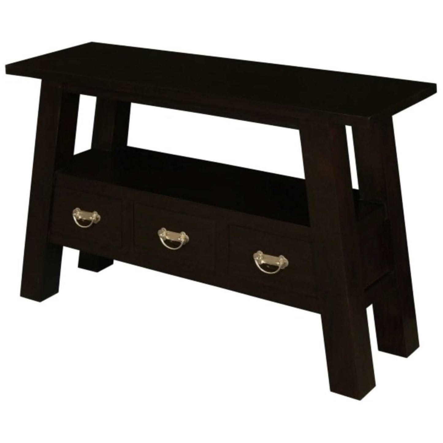 Lorian Solid Mahogany 3-Drawer Console Table / Hall Table in Chocolate - Chocolate Wood