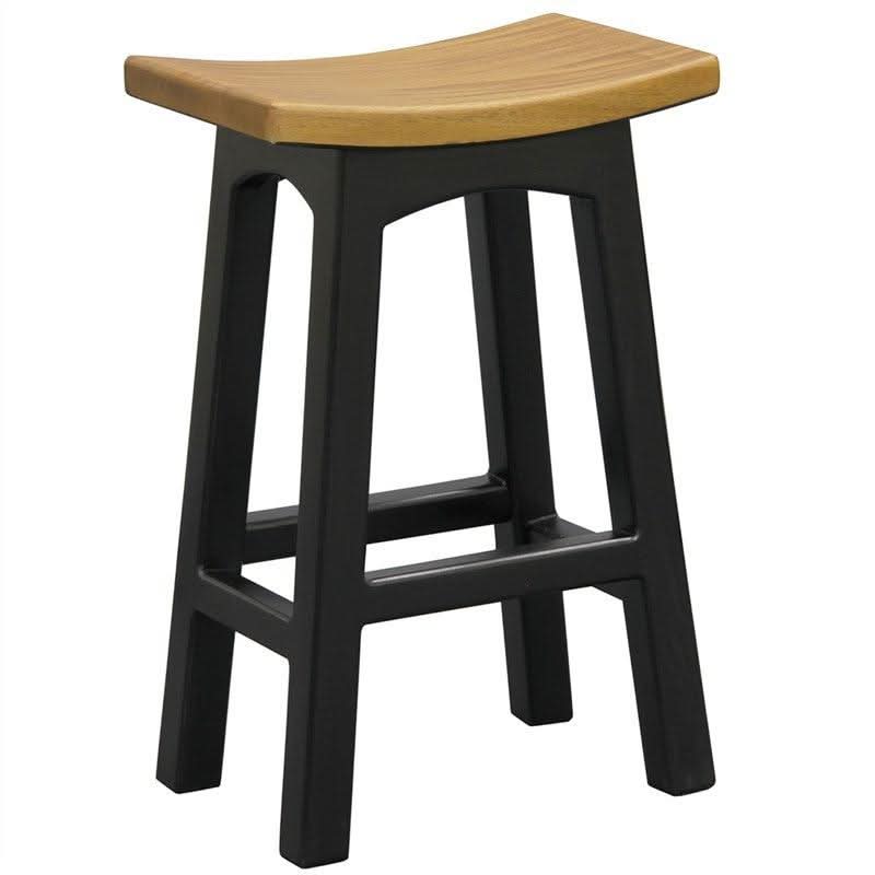 Lorian Solid Mahogany Kitchen / Bar Stool 67cm in Black / Caramel - Chocolate Wood