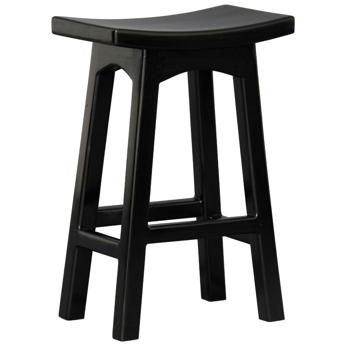 Lorian Solid Mahogany Kitchen / Bar Stool 67cm in Black - Chocolate Wood