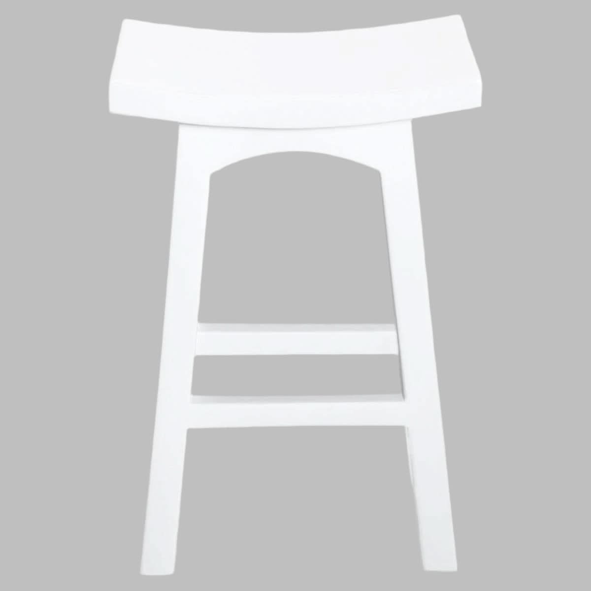 Lorian Solid Mahogany Kitchen / Bar Stool 67cm in White - Chocolate Wood