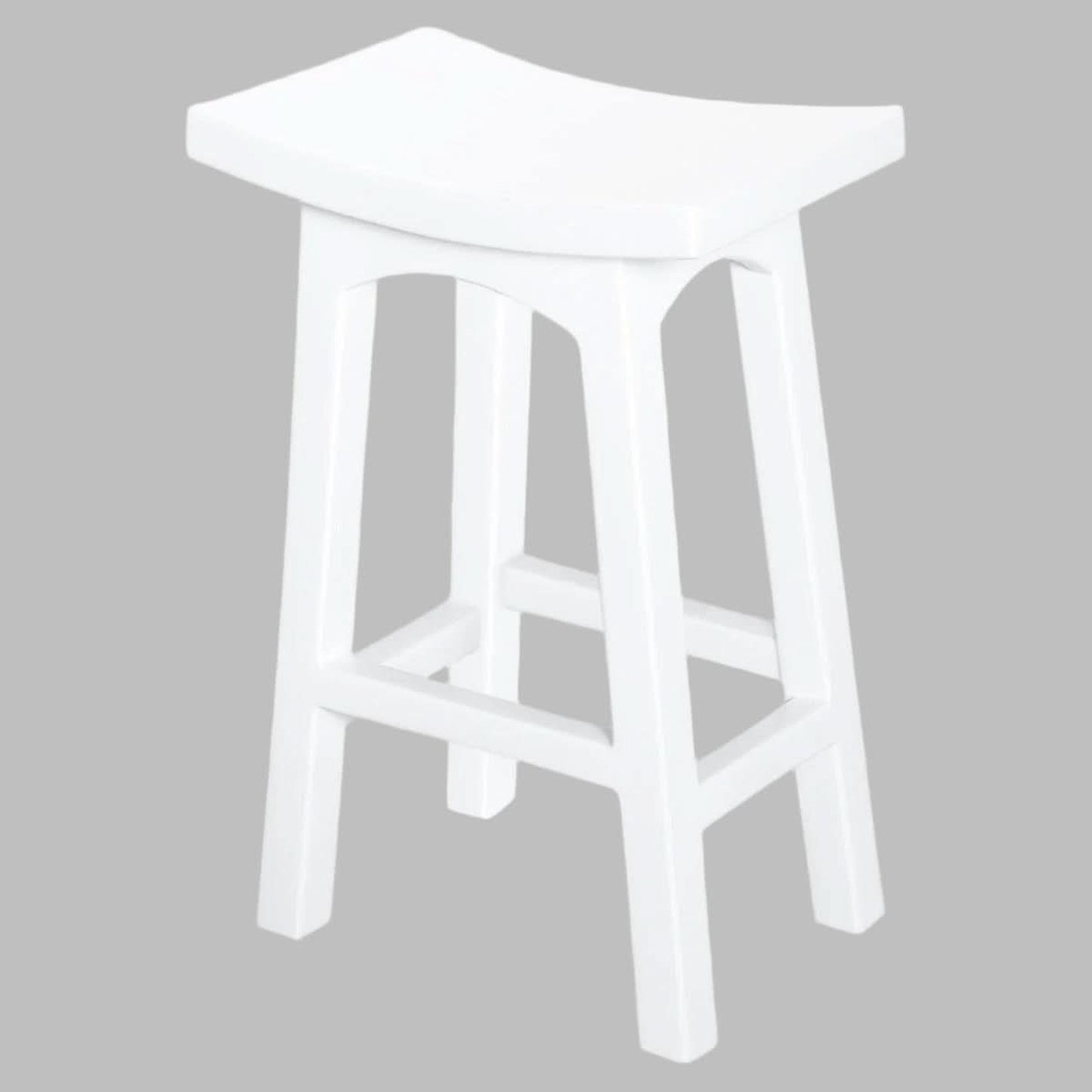 Lorian Solid Mahogany Kitchen / Bar Stool 67cm in White - Chocolate Wood