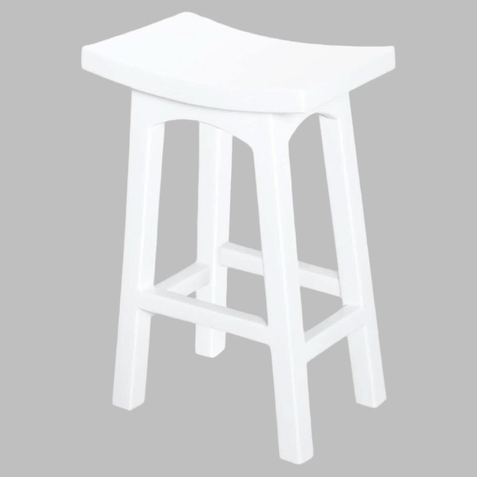 Lorian Solid Mahogany Kitchen / Bar Stool 67cm in White - Chocolate Wood
