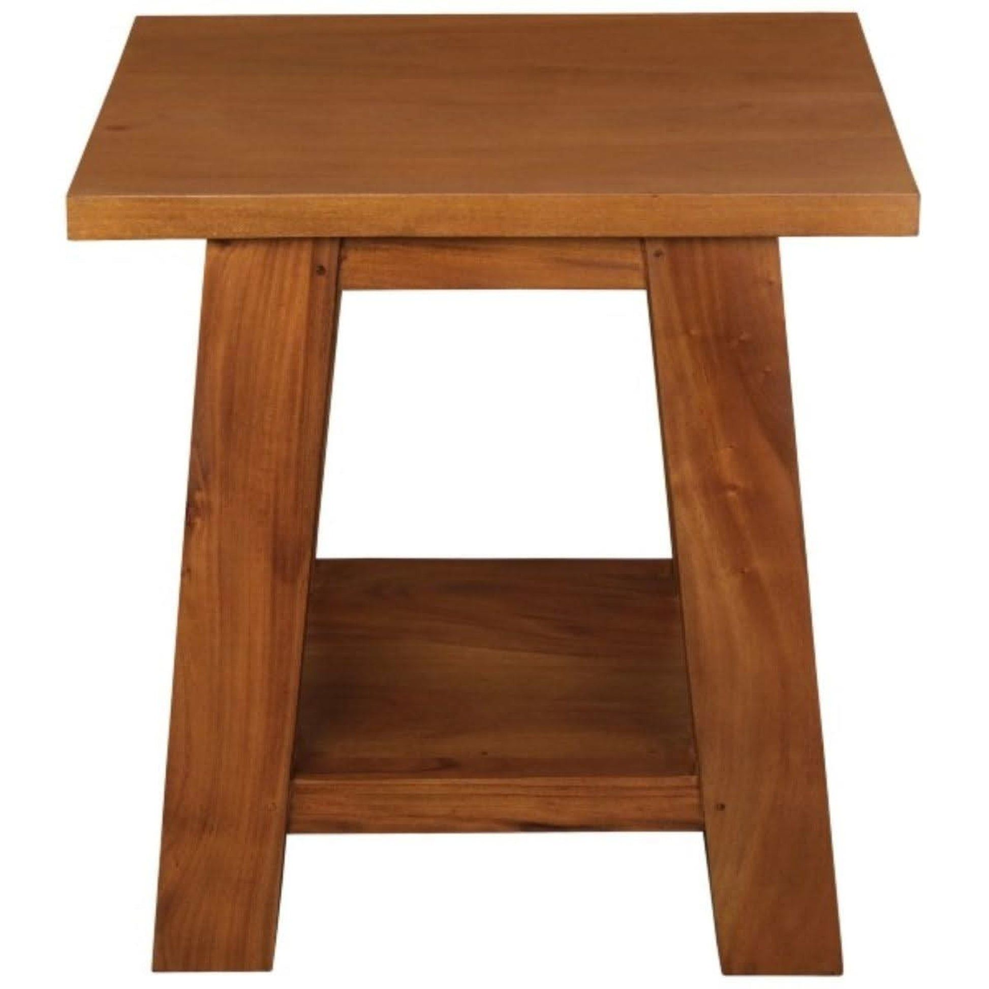 Lorian Solid Mahogany Lamp Table / Side Table in Light Pecan - Chocolate Wood