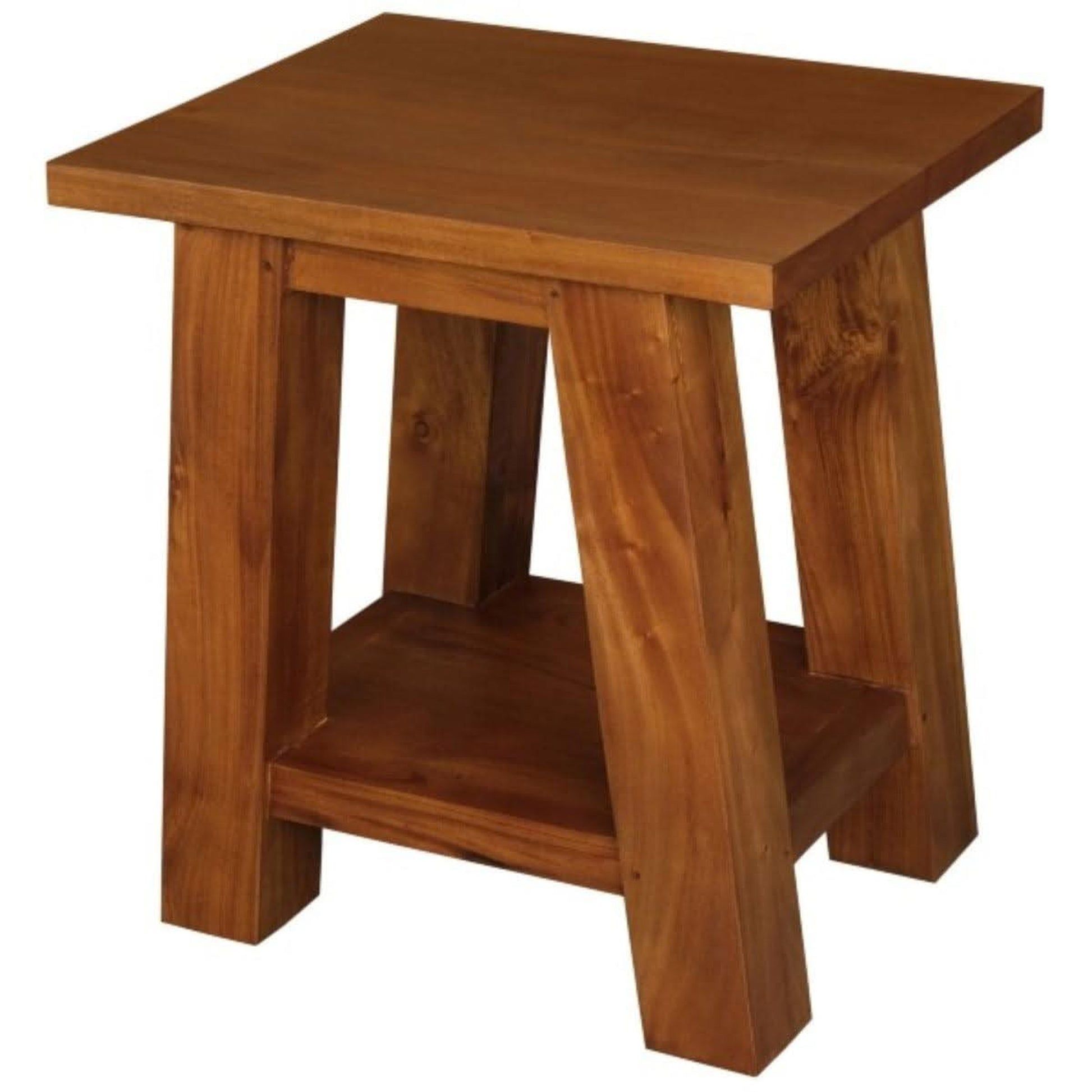 Lorian Solid Mahogany Lamp Table / Side Table in Light Pecan - Chocolate Wood