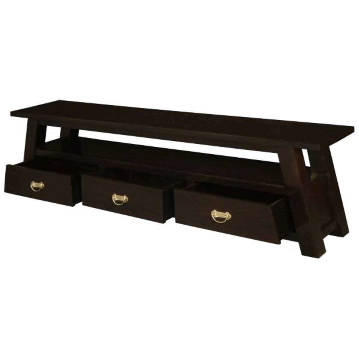 LORIAN SOLID MAHOGANY TIMBER TV UNIT 3 DRAWERS CHOCOLATE 190CM - MyChocolateWood