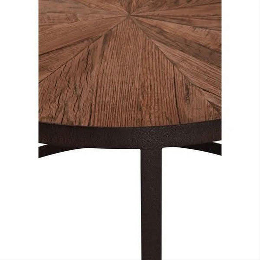 LORITA ROUND MANGO WOOD COFFEE TABLE/METAL BASE - FLOOR STOCK CLEARANCE