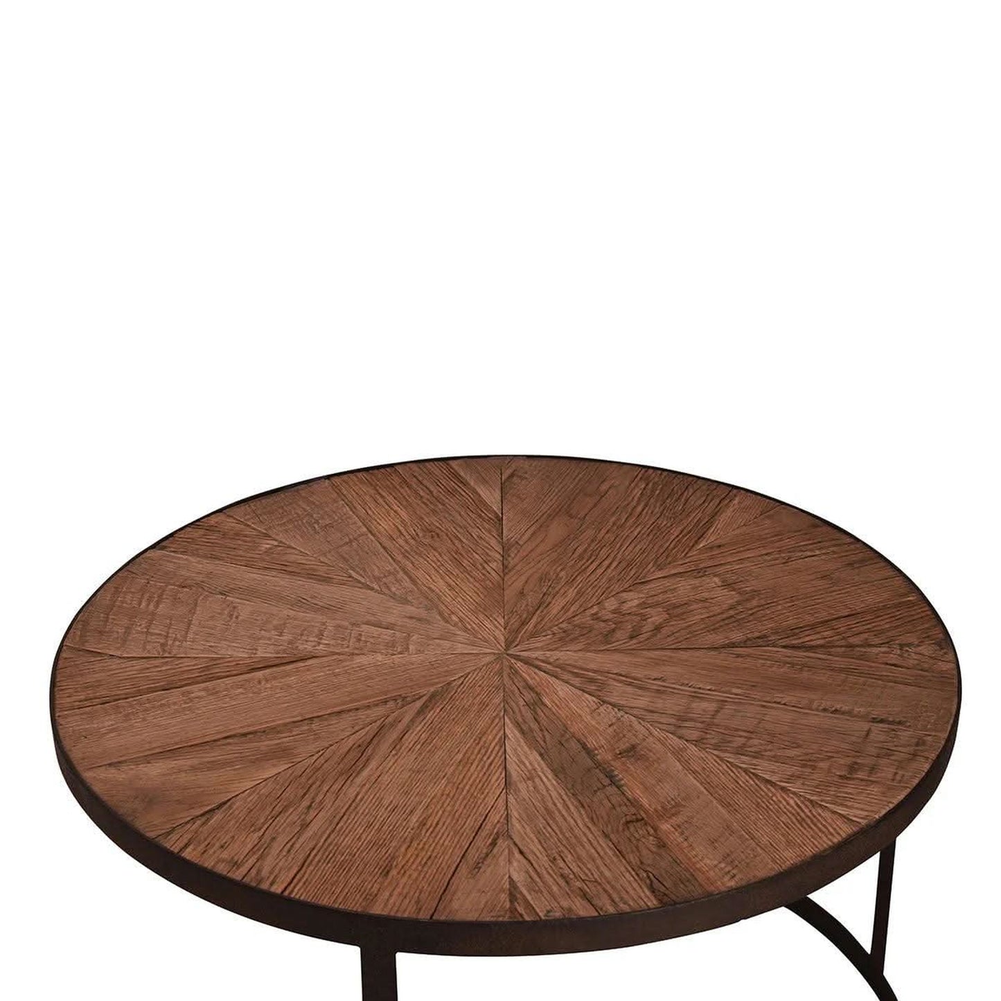 LORITA ROUND MANGO WOOD COFFEE TABLE/METAL BASE - FLOOR STOCK CLEARANCE