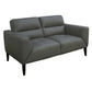 LOUANNE 2-SEATER REAL LEATHER SOFA SETTEE COUCH GUNMETAL - MyChocolateWood