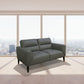 LOUANNE 2-SEATER REAL LEATHER SOFA SETTEE COUCH GUNMETAL - MyChocolateWood
