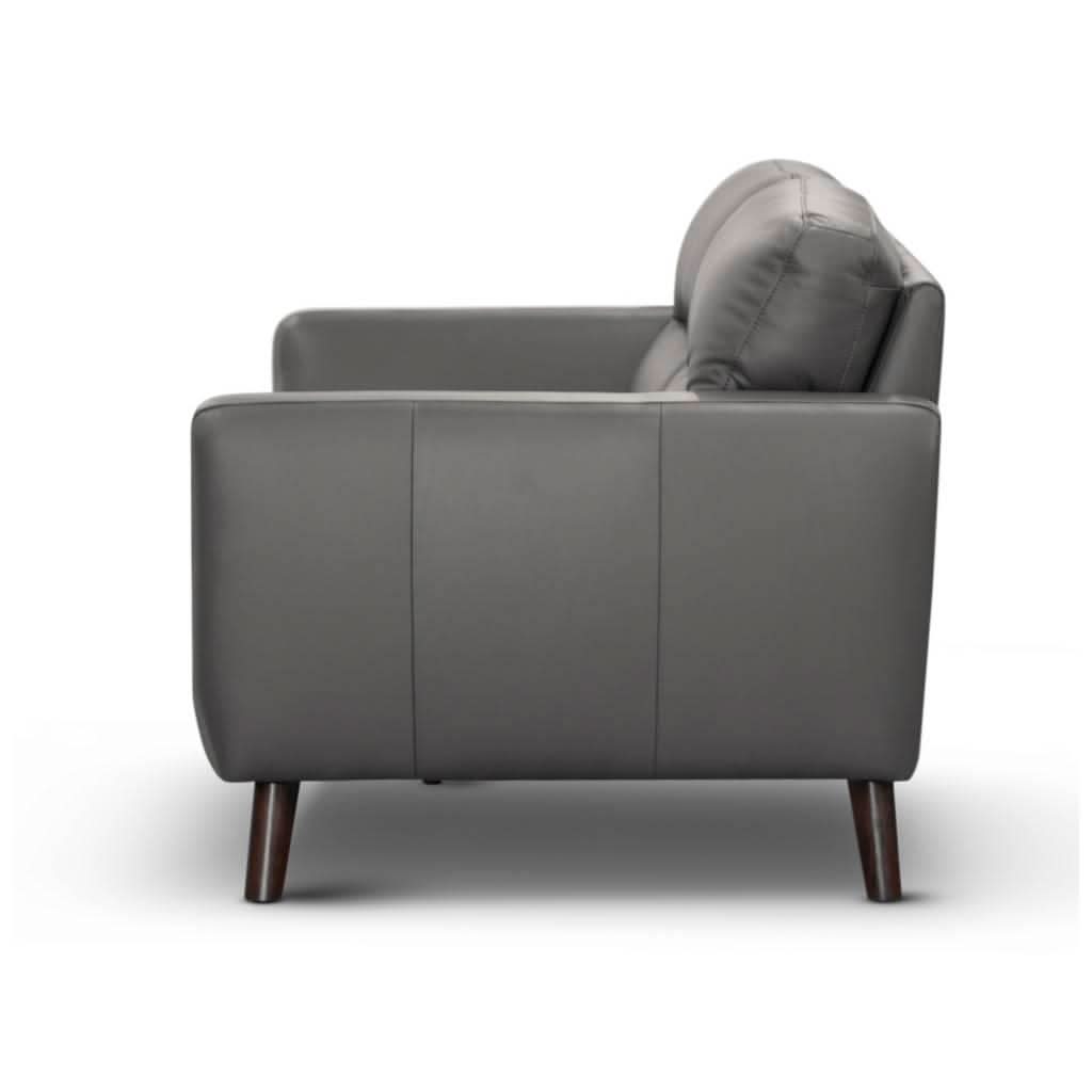 LOUANNE 2-SEATER REAL LEATHER SOFA SETTEE COUCH GUNMETAL - MyChocolateWood
