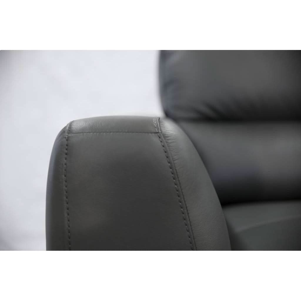 LOUANNE 2-SEATER REAL LEATHER SOFA SETTEE COUCH GUNMETAL - MyChocolateWood