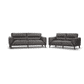 LOUANNE 2-SEATER REAL LEATHER SOFA SETTEE COUCH GUNMETAL - MyChocolateWood