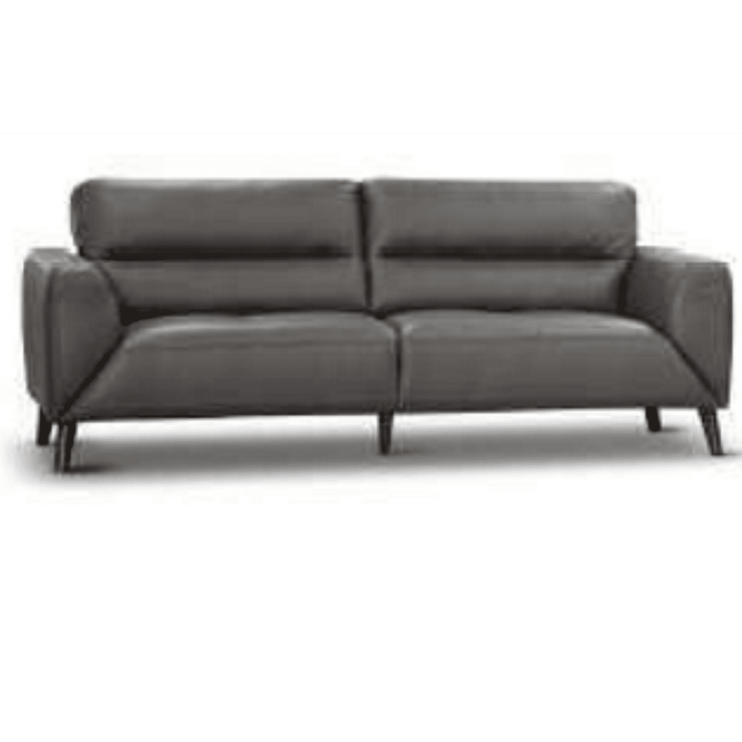 LOUANNE 2-SEATER REAL LEATHER SOFA SETTEE COUCH GUNMETAL - MyChocolateWood