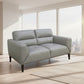 LOUANNE 2-SEATER REAL LEATHER SOFA SETTEE COUCH SILVER - MyChocolateWood