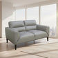 Louanne 2-Seater Real Leather Sofa in Silver - Chocolate Wood